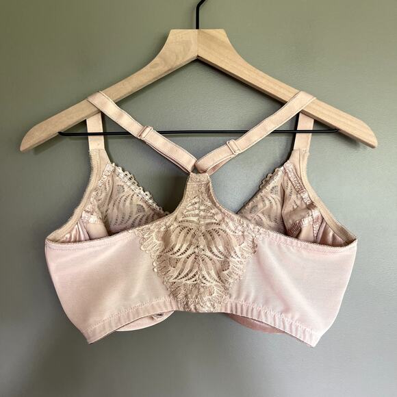 Glamorise Wonderwire Front Closure T Back Bra Cafe Size‎ 34G Nude Tan Cream Lace - Picture 12 of 16